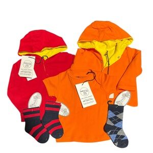 Kidential  100% organic Orange and Red Hoodie (Frenchie Socks)